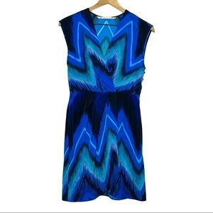 12TH ST CYNTHIA VINCENT Sleeveless Pleated Faux Wrap V-Neck Tie Dye Mini Dress S